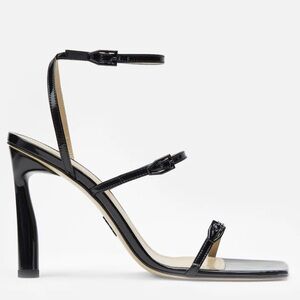 PAUL ANDREW Slinky Sandal Heel in Black Patent Size 38 / size 8